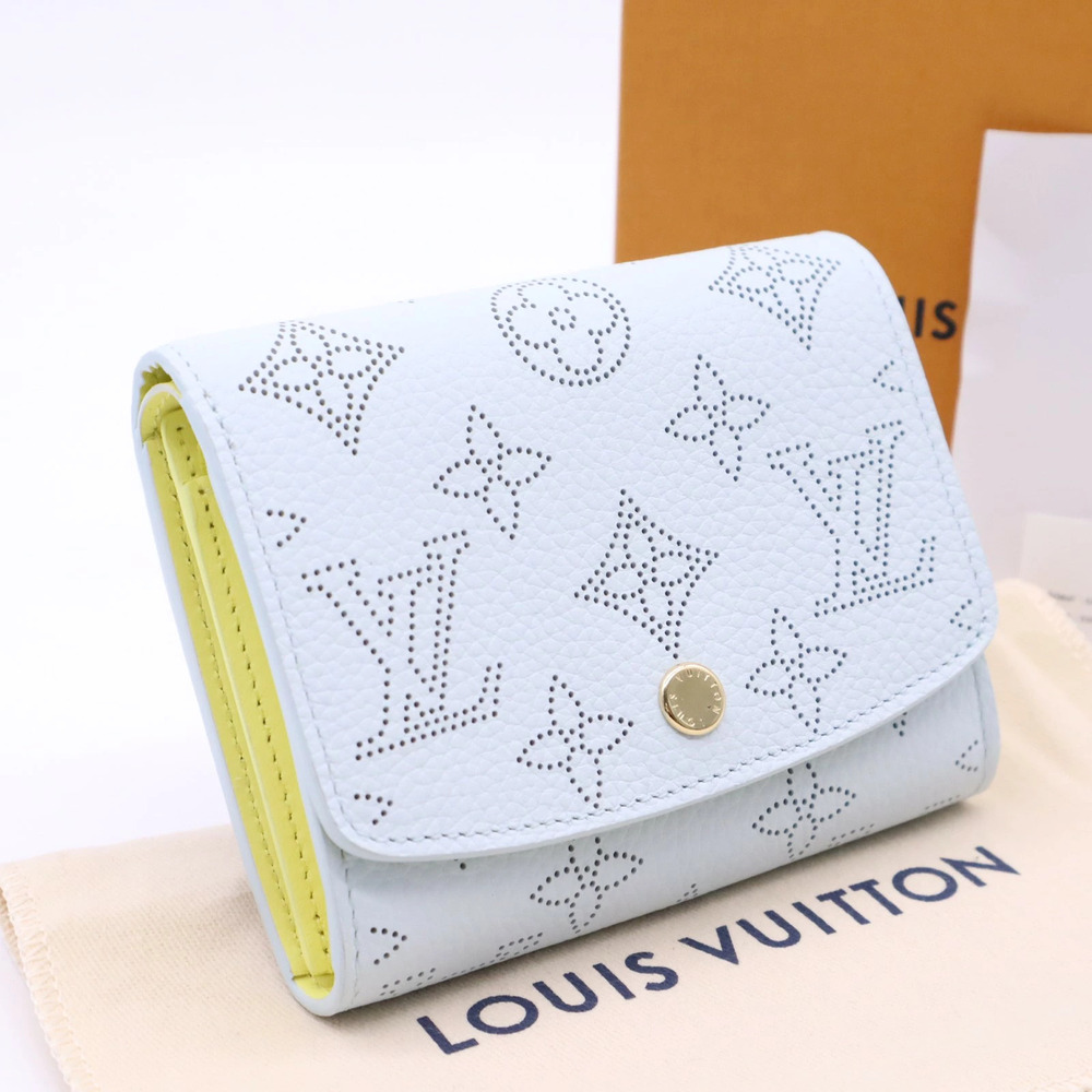 Louis Vuitton Mahina Portefeuille Iris Sky Bifold Wallet Leather Yellow Blue